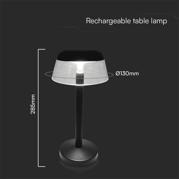 LED Dimmable επαναφορτιζόμενο επιτραπέζιο φωτιστικό αφής LED/3W/5V 3000-6000K μαύρο