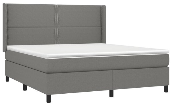 VidaXL Κρεβάτι Boxspring με Στρώμα Σκούρο Γκρι 160x200 εκ Υφασμάτινο