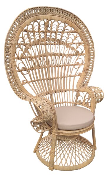 Πολυθρόνα Dorothy Inart με μπεζ μαξιλάρι-φυσικό rattan 115x57x150εκ