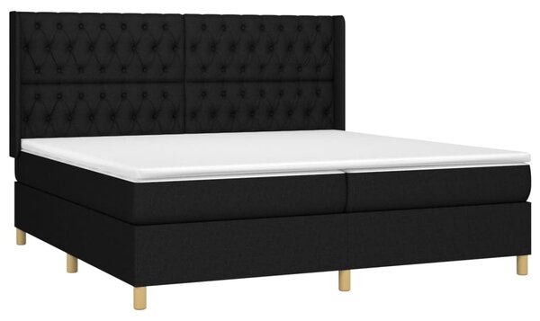 VidaXL Κρεβάτι Boxspring με Στρώμα & LED Μαύρο 200x200 εκ. Υφασμάτινο