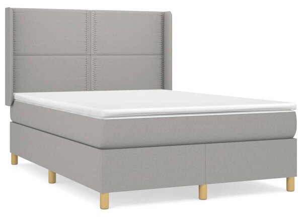 VidaXL Κρεβάτι Boxspring με Στρώμα Ανοιχτό Γκρι 140x200 εκ. Υφασμάτινο