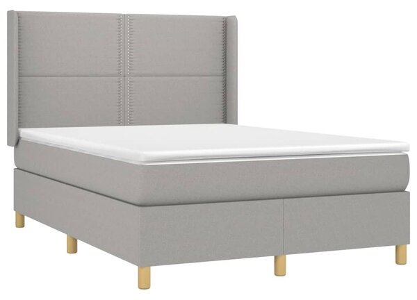 VidaXL Κρεβάτι Boxspring με Στρώμα Ανοιχτό Γκρι 140x200 εκ. Υφασμάτινο