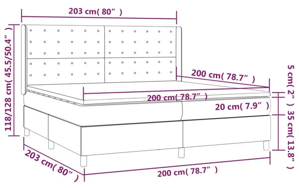 VidaXL Κρεβάτι Boxspring με Στρώμα Κρεμ 200x200 εκ. Υφασμάτινο