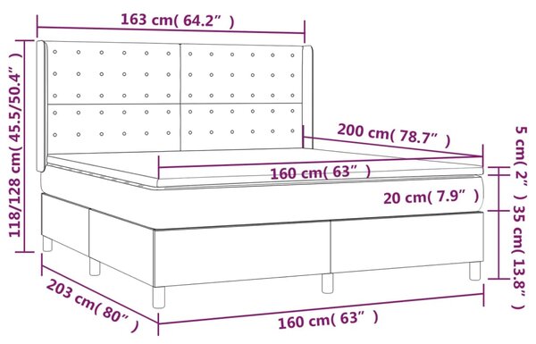 VidaXL Κρεβάτι Boxspring με Στρώμα Λευκό 160x200εκ.από Συνθετικό Δέρμα