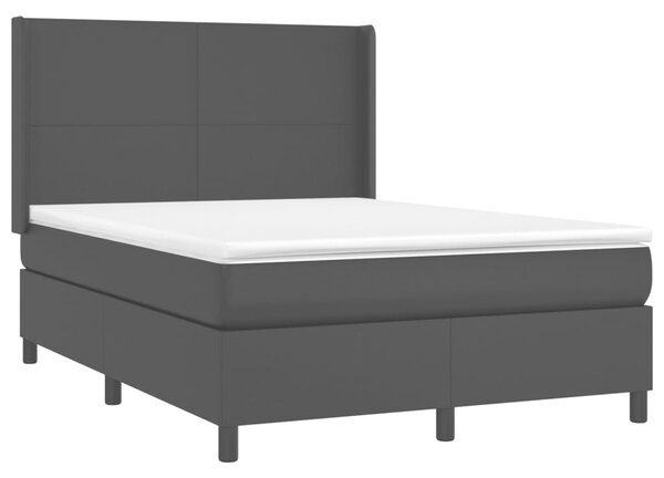 VidaXL Κρεβάτι Boxspring με Στρώμα & LED Μαύρο 140x190 εκ. Συνθ. Δέρμα