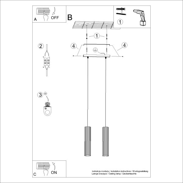 Sollux SL.1555 - Κρεμαστό φωτιστικό οροφής KARBON 2xGU10/10W/230V χρυσό