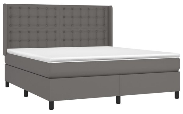 VidaXL Κρεβάτι Boxspring με Στρώμα Γκρι 160x200εκ. από Συνθετικό Δέρμα