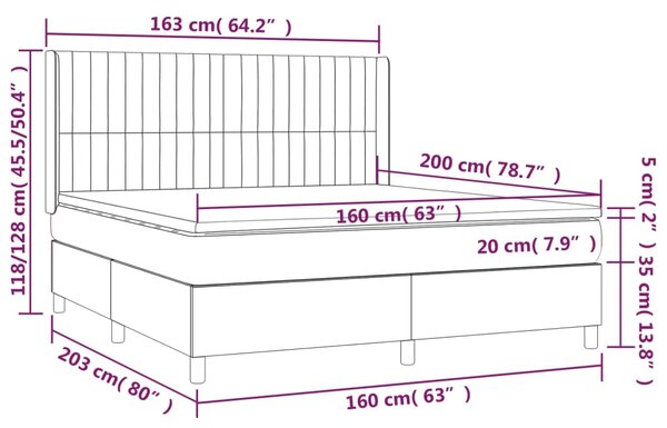 VidaXL Κρεβάτι Boxspring με Στρώμα Κρεμ 160x200 εκ. Υφασμάτινο