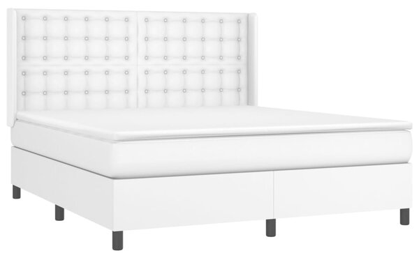 VidaXL Κρεβάτι Boxspring με Στρώμα Λευκό 160x200εκ.από Συνθετικό Δέρμα