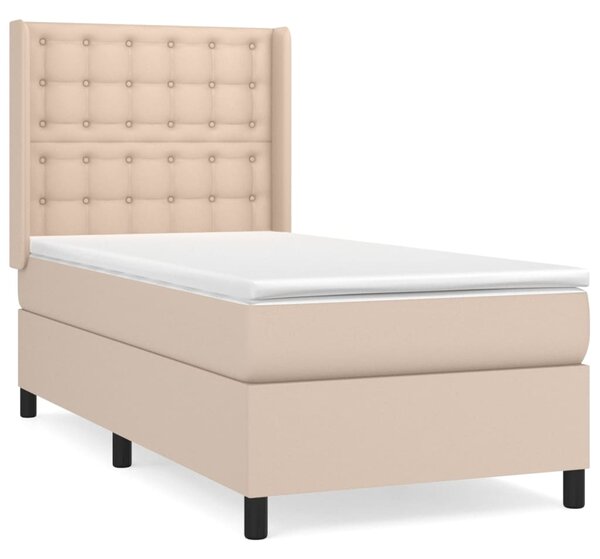 VidaXL Κρεβάτι Boxspring με Στρώμα Καπουτσίνο 100x200εκ.από Συνθ.Δέρμα