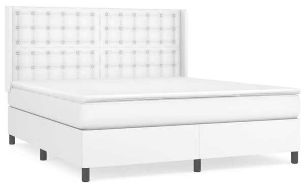 VidaXL Κρεβάτι Boxspring με Στρώμα Λευκό 160x200εκ.από Συνθετικό Δέρμα