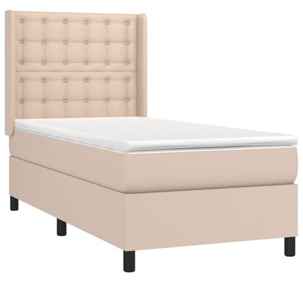 VidaXL Κρεβάτι Boxspring με Στρώμα Καπουτσίνο 100x200εκ.από Συνθ.Δέρμα