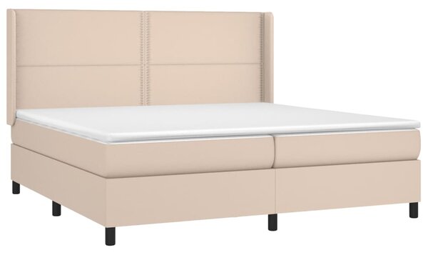 VidaXL Κρεβάτι Boxspring με Στρώμα Καπουτσίνο 200x200εκ.από Συνθ.Δέρμα