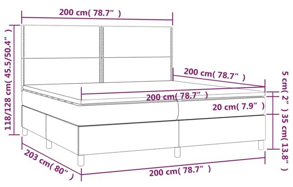 VidaXL Κρεβάτι Boxspring Στρώμα&LED Καπουτσίνο 200x200 εκ. Συνθ. Δέρμα