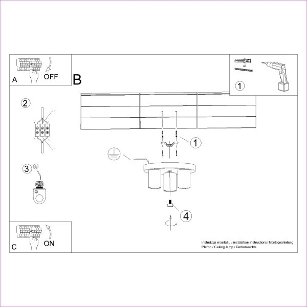 Sollux SL.1466 - Φωτιστικό σποτ LAGOS 3xGU10/10W/230V μαύρο