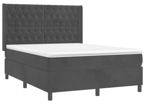 VidaXL Κρεβάτι Boxspring με Στρώμα & LED Μαύρο 140x190 εκ. Βελούδινο