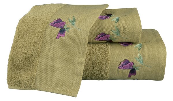 Πετσέτες Σετ 3ΤΜΧ Sweet Pea - 70 x 140 / 50 x 90 / 30 x 50 cm - Λαδί - Borea