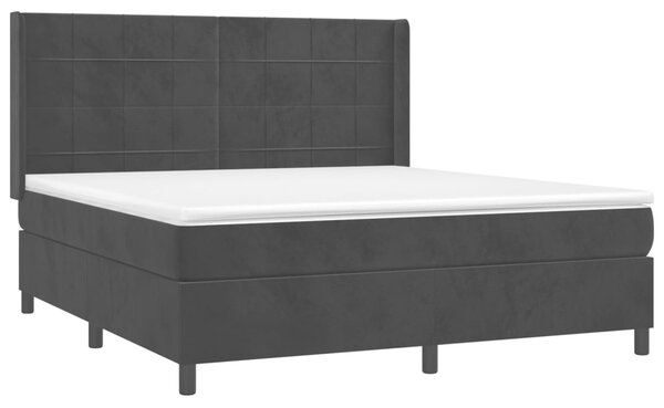 VidaXL Κρεβάτι Boxspring με Στρώμα & LED Μαύρο 180x200 εκ. Βελούδινο