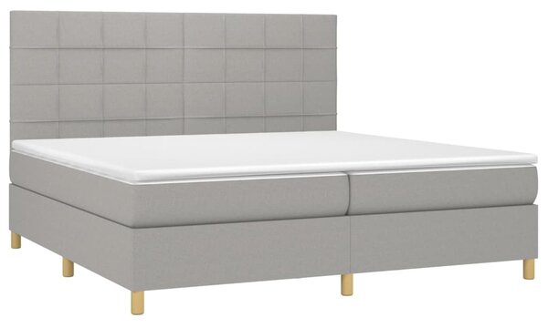 VidaXL Κρεβάτι Boxspring με Στρώμα Ανοιχτό Γκρι 200x200 εκ. Υφασμάτινο