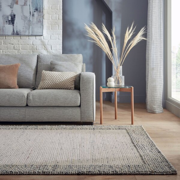 Χαλί Bobble Wool Border Μπλε 120X170 cm, Flair Rugs