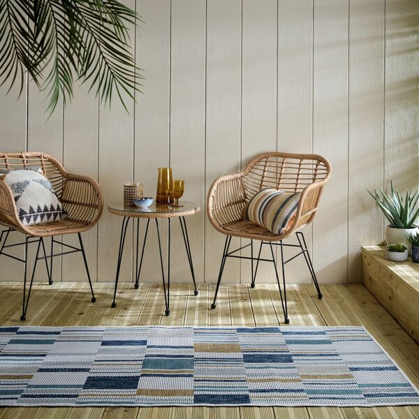 Χαλί Διαδρόμου Rosco Geo Outdoor Μπλε 80x230 cm, Flair Rugs
