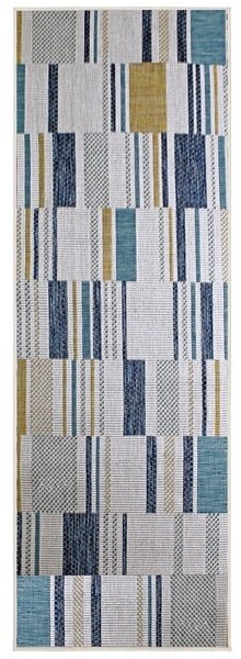 Χαλί Διαδρόμου Rosco Geo Outdoor Μπλε 80x230 cm, Flair Rugs