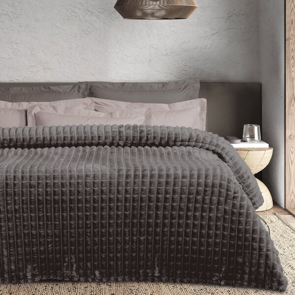 Κουβέρτα Fleece Μονή (160x220) Das Home 1390 Dark Grey