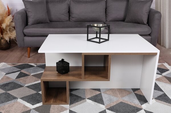 Coffee table DILAY 52x100 cm brown/white