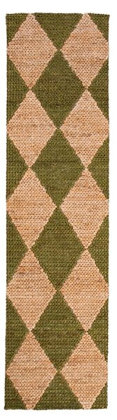 Χαλί διάδρομος Effie Diamond Jute Λαδί 80x230 cm, Flair Rugs
