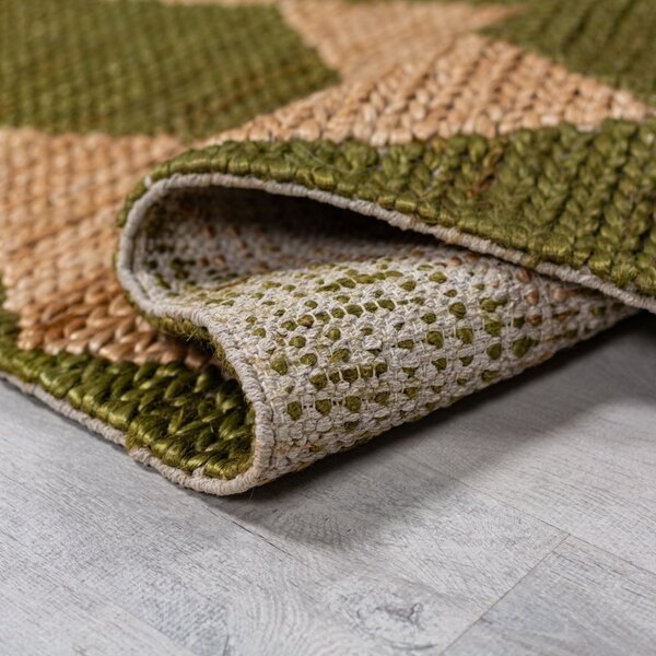 Χαλί διάδρομος Effie Diamond Jute Λαδί 80x230 cm, Flair Rugs