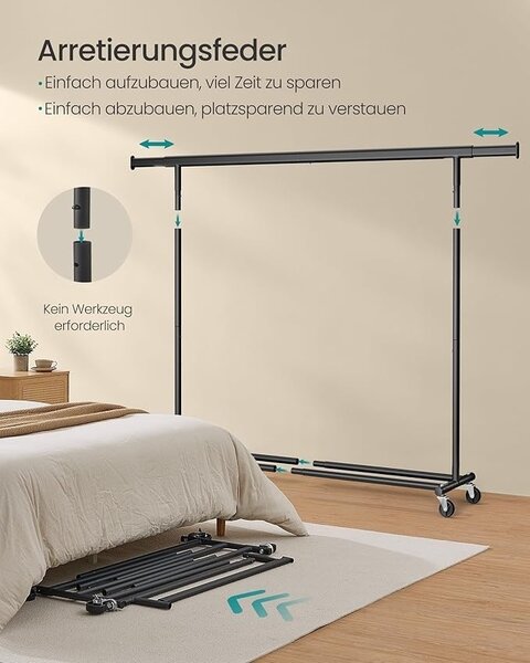 Κρεμάστρα δαπέδου Μαύρο Songmics 200x45x161.5 cm