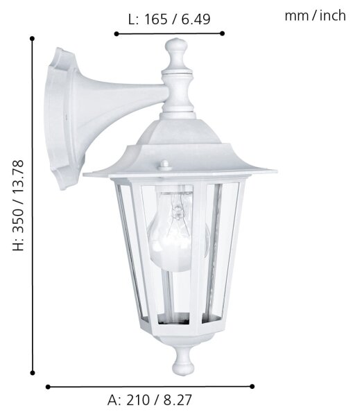 EGLO 22462 - Φως τοίχου εξωτερικού χώρου LATERNA 5 1xE27/60W/230V IP44 λευκό