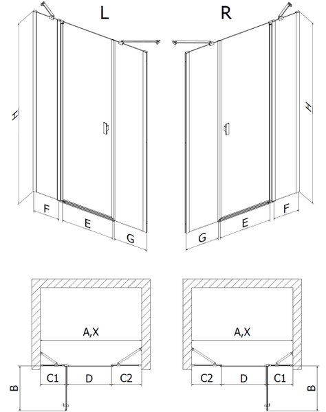 Mexen Mist καμπίνα ντους αναδιπλούμενη 140 cm, διάφανη, βουρτσισμένος χαλκός