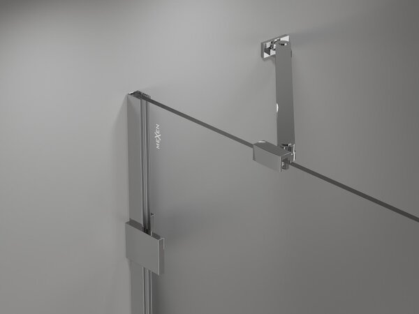 Mexen Lunar πεντάγωνο δεξιά ντουζιέρα 80 x 100 cm, διαφανής, χρώμιο - 831-080P-100L-01-00-P