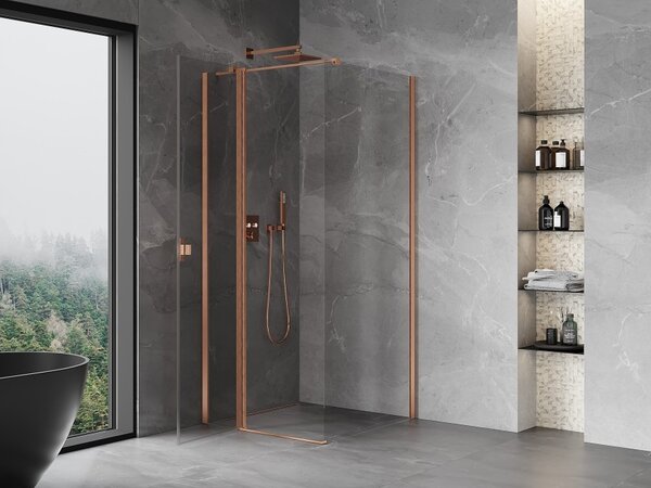 Mexen Mist T καμπίνα ντους ανοιγόμενη 90 x 90 cm, διαφανής, βουρτσισμένος