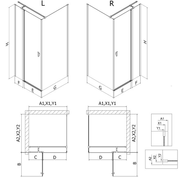 Mexen Mist T καμπίνα ντους ανοιγόμενη 75 x 100 cm, διαφανής, χρώμιο - 8A4T-075-100-01-00