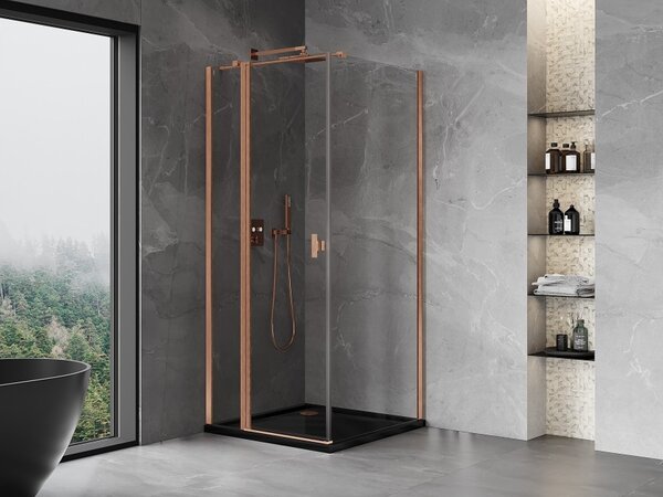 Mexen Mist T καμπίνα ντους ανοιγόμενη 90 x 90 cm, διαφανής, βουρτσισμένος