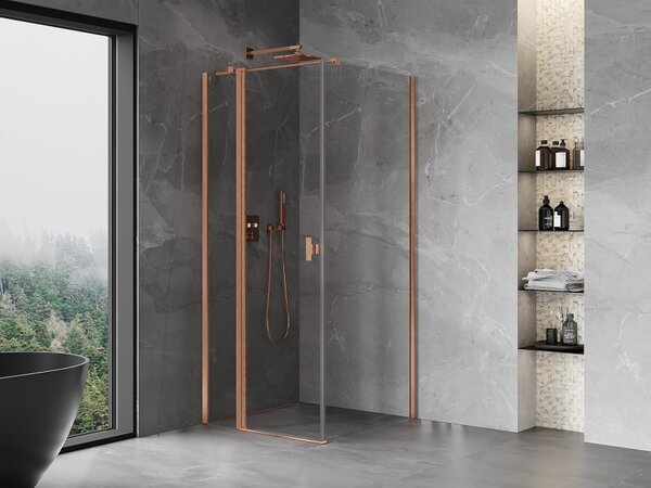 Mexen Mist T καμπίνα ντους ανοιγόμενη 90 x 90 cm, διαφανής, βουρτσισμένος