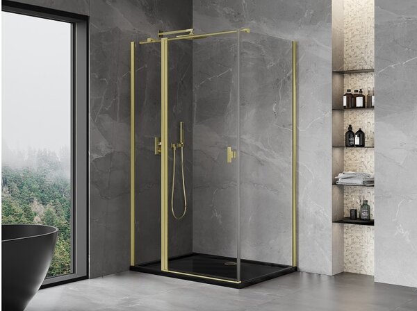 Mexen Mist T καμπίνα ντους ανοιγόμενη 110 x 90 cm, διαφανής, χρυσή βουρτσισμένη