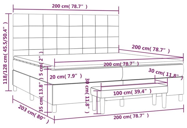 VidaXL Κρεβάτι Boxspring με Στρώμα Ανοιχτό Γκρι 200x200 εκ. Υφασμάτινο