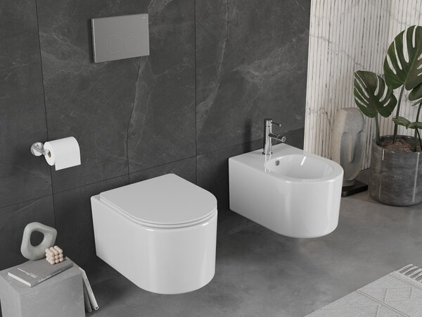 Mexen Sofia λεκάνη τουαλέτας Rimless με κάθισμα αργής πτώσης slim, duroplast, λευκή