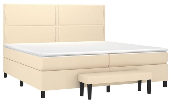 VidaXL Κρεβάτι Boxspring με Στρώμα Κρεμ 200x200 εκ. Υφασμάτινο