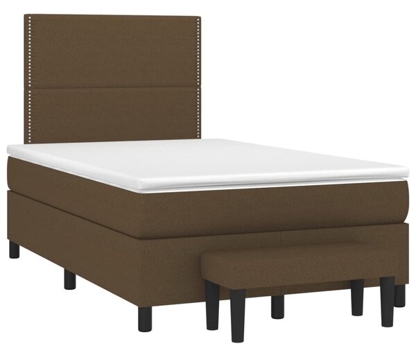 VidaXL Κρεβάτι Boxspring με Στρώμα Σκούρο Καφέ 120x200 εκ. Υφασμάτινο