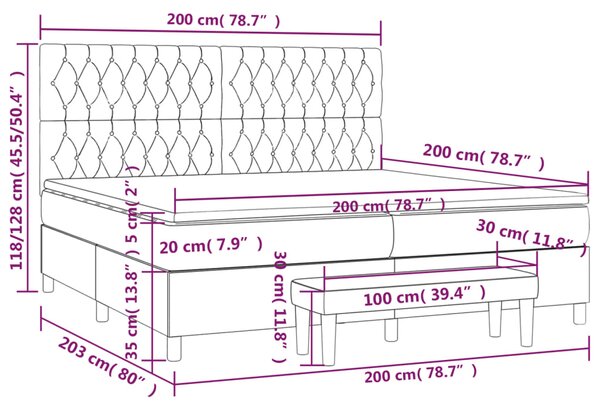 VidaXL Κρεβάτι Boxspring με Στρώμα Κρεμ 200x200 εκ. Υφασμάτινο