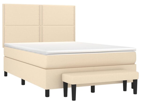 VidaXL Κρεβάτι Boxspring με Στρώμα Κρεμ 140x200 εκ. Υφασμάτινο