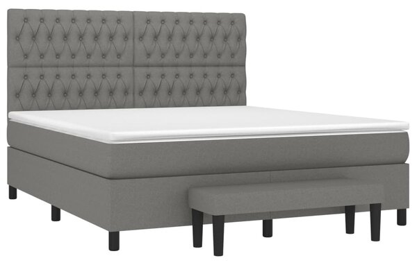 VidaXL Κρεβάτι Boxspring με Στρώμα Σκούρο Γκρι 180x200 εκ Υφασμάτιν