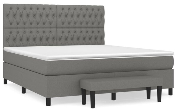 VidaXL Κρεβάτι Boxspring με Στρώμα Σκούρο Γκρι 180x200 εκ Υφασμάτιν