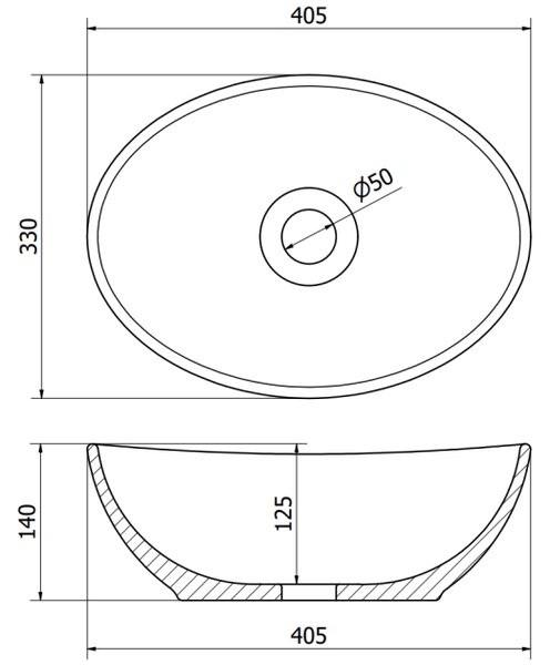Mexen Elza επάνω πάγκου νιπτήρας 40 x 33 εκ., λευκός πέτρα - 21014091