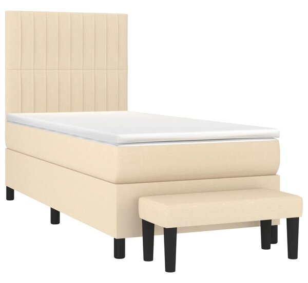 VidaXL Κρεβάτι Boxspring με Στρώμα Κρεμ 90x200 εκ.Υφασμάτινο