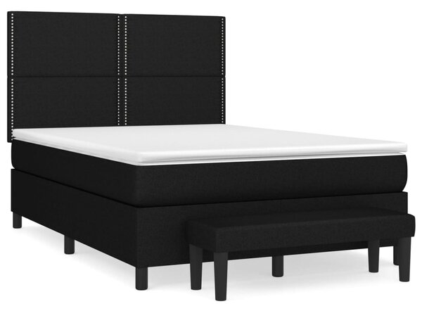 VidaXL Κρεβάτι Boxspring με Στρώμα Μαύρο 140x190 εκ. Υφασμάτινο